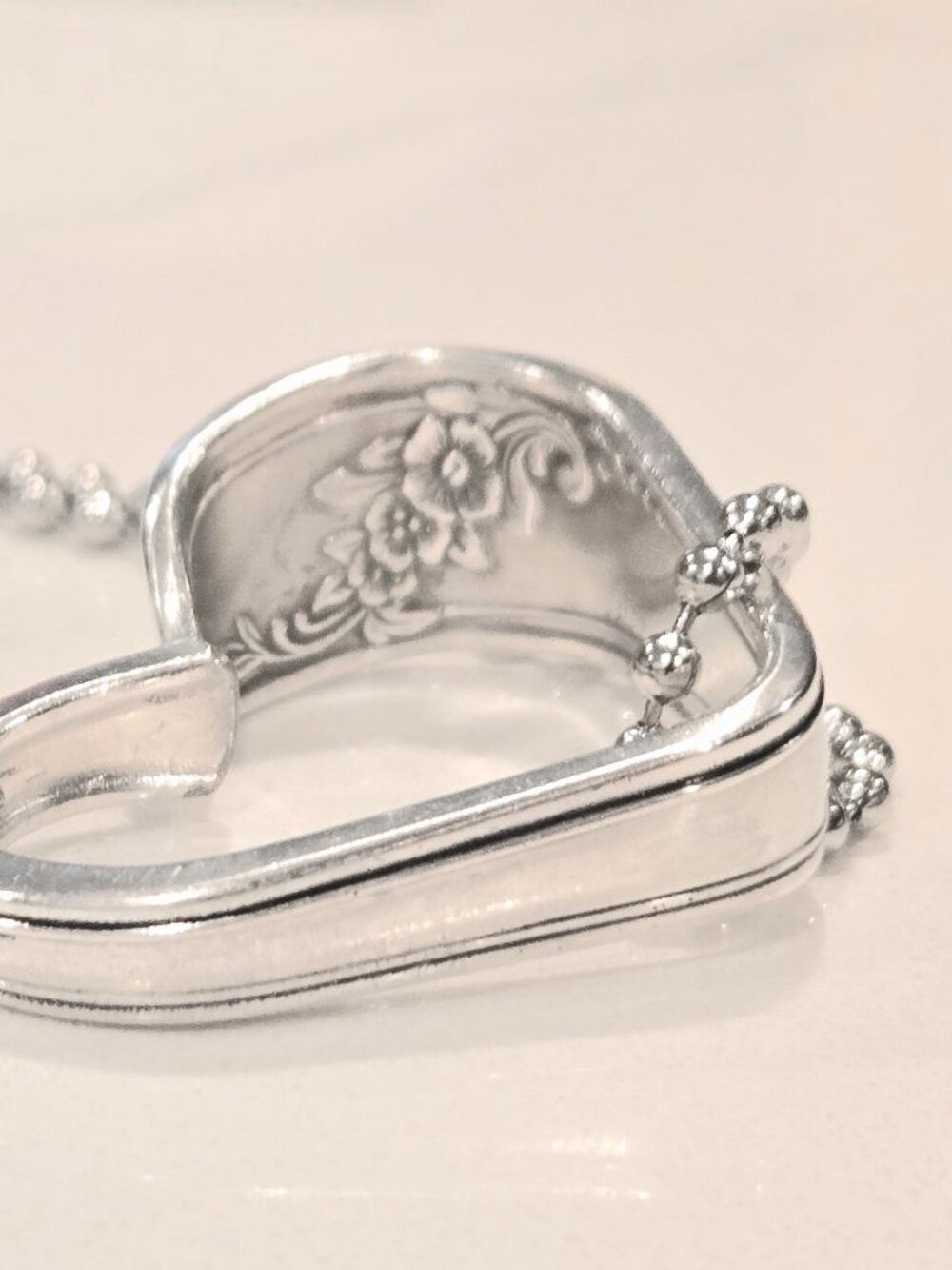 Floral Heart Silverware Necklace, Vintage  Queen Bess II Flatware, Spoon Theory - Picture 5 of 7
